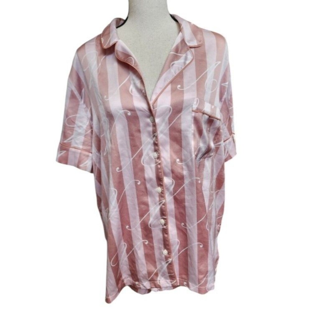 Victoria's Secret 2 Piece Pajama Top and Shorts Set Size XL Silky Button Front